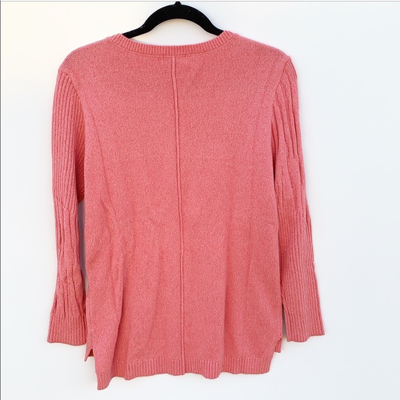 Sundance Velkin V Neck Mixed Knit Sweater Pink - Picture 3 of 3
